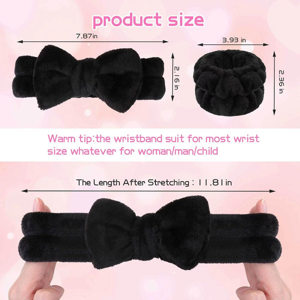 WSYUB Makeup Headbands,Black Spa Headband Wristbands for Washing Face