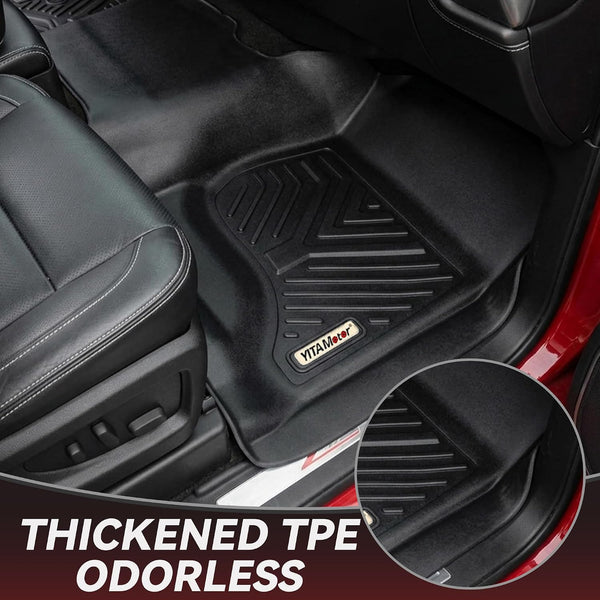 YITAMOTOR Floor Mats for 2014-2018 Silverado/Sierra 1500, 2015-2019 2500HD 3500HD, Crew Cab w/Bench Seat Carpet Floor, Custom Fit All Weather TPE