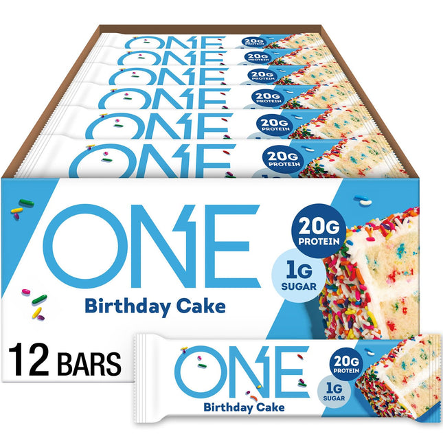 ONE Protein Bars, Birthday Cake, Gluten Free with 20G Protein and 1G Sugar, Pant