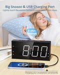 Loud Alarm Clock with Bed Shaker for Heavy Sleeper, Dual Vibrating Alarm Clock with USB Charger for Hard of Hearing/Deaf, 7.5’’ Large LED Display