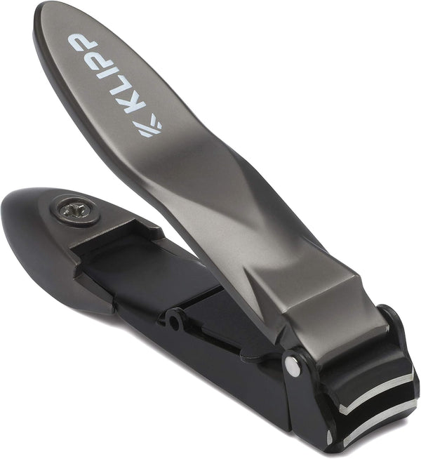 Nail Clippers for Men with Catcher - KLIPP Heavy Duty Razor-Sharp Self-Collecting Nail Cutter, Ergonomic Lever for Fingernails & Toenails, Ideal