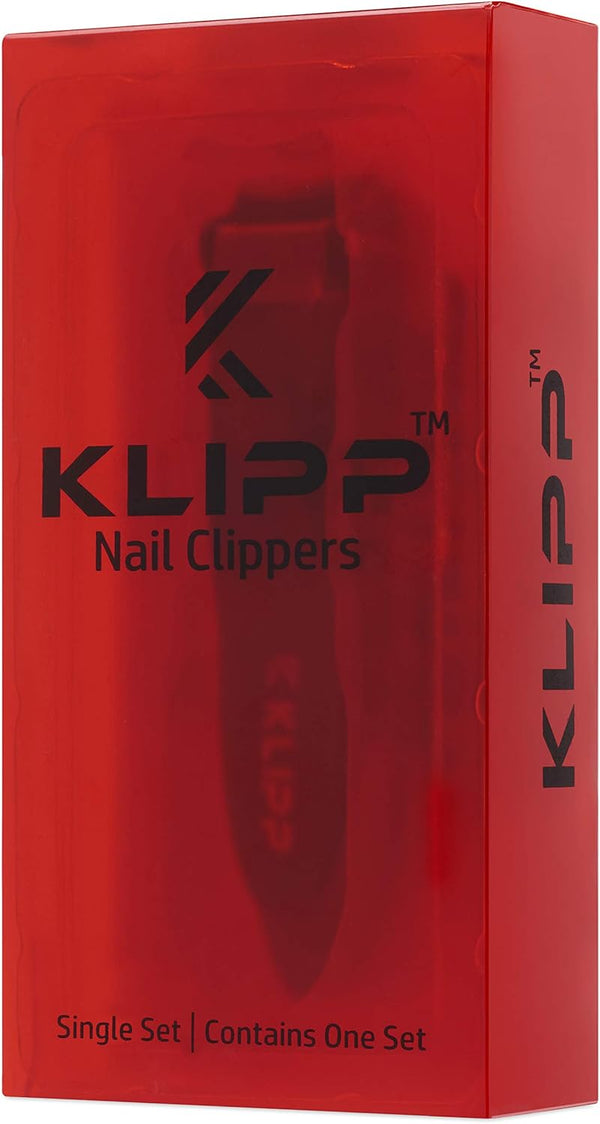 Nail Clippers for Men with Catcher - KLIPP Heavy Duty Razor-Sharp Self-Collecting Nail Cutter, Ergonomic Lever for Fingernails & Toenails, Ideal
