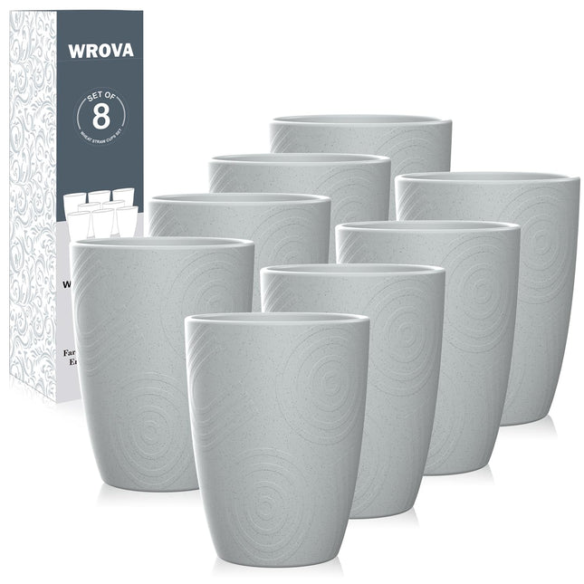 Wheat Straw Cups 8 PCS Good Alternative to Plastic Reusable Cups 12 Oz Unbreakab