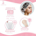 Smilco Disposable Shower Caps 100PCS - 18.1 Inch Large Plastic Hair Cap, Clear Elastic Waterproof Bath Caps - Travel Essentials, Bathing