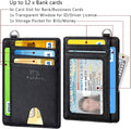 FurArt Slim Minimalist Wallet RFID Credit Card Holder for Men | slim minimalist compact rfid id window thin small Saffiano Black