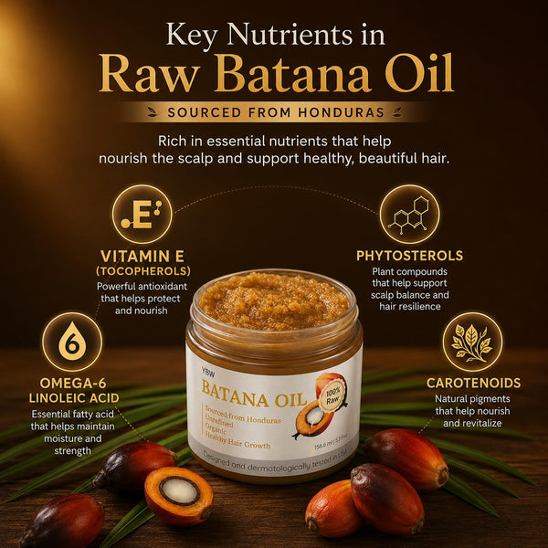 YBW Batana Oil for Hair Growth Dr. Sebi Organic, Natural, Pure and 100% Raw Batana Oil Paste from Honduras - Botana Enhances Hair Thickness,