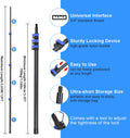 DOBEN 3.5-12FT Carbon Fiber Telescopic Extension Pole with Car Wash Brush Head, Ultra Soft Bristle Brush with Long Handle for RVs, Cars, Trucks,