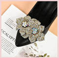 Tsangbaby Removable Rhinestone Double Flower Shoe Clips - Elegant Shine Buckle for Shoes, Bags, Clothing Accessories - Women Girls 2 Pcs Style D