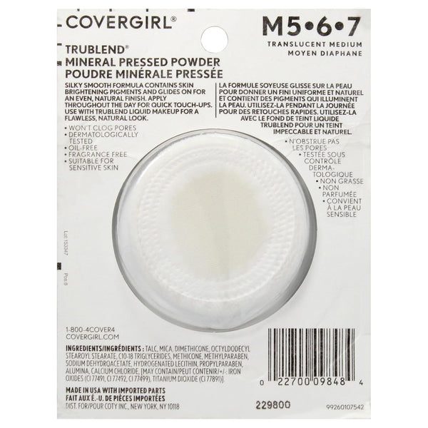 Covergirl Trublend Pressed Powder, 004 Translucent Medium , 0.39 Ounce (Pack of 1) TRANSLUCENT MEDIUM 0.39 Ounce (Pack of 1)
