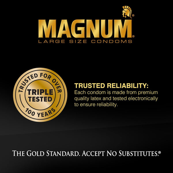 TROJAN Lubricated Magnum Condoms XL Large Size - 12 Count XL (Pack of 12)