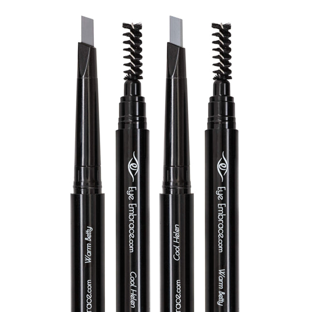 Eye Embrace Light Gray Eyebrow Pencils: Warm Betty & Cool Helen 2 Pack Bundle - 