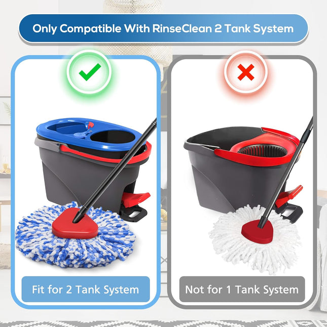 8 Pack Rinseclean Spin Mop Replacement Head Refills with 1 Rotating Mop Base Compatible with O Ceda Rinseclean 2 Tank Sy