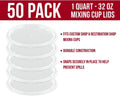 Custom Shop/TCP Global Full Case of 100 Quart (32oz) Paint Mixing Cups with 50 Lids - Cups are Calibrated with Multiple Mixing Ratios (1-1) (2-1)