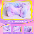 WSYUB Spa Headband and Matching Wrist Bands for Washing Face, Fuzzy Skincare Bow Headbands, Soft Facial Makeup Head Bands, Shower Hair Sleepover