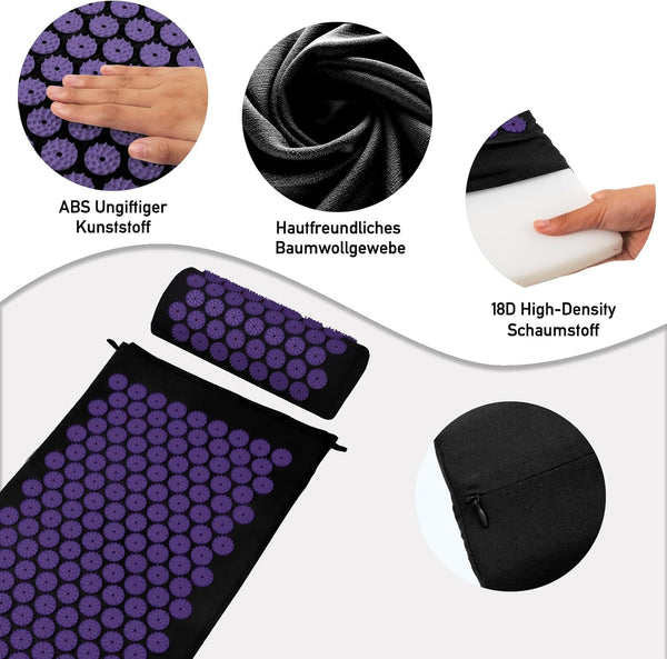 Acupressure Mat Set, Acupuncture Point Massage Pillow, Relieving Neck and Back Pain, Muscle Relaxation and Stress Reduction, Sciatica Relief,