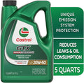 Castrol GTX High Mileage 20W-50 Synthetic Blend Motor Oil, 5 Quarts