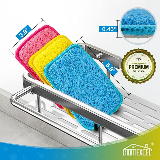 HOMEXCEL 12 Pack Scrub & Wipe Cloths, Dual-Sided Sponges for Kitchen, All-Purpos