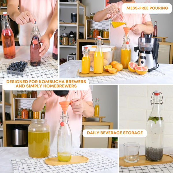 FastRack Swing Top Glass Bottles |8.5 oz – Pack of 8 | Clear, Flip Top Glass Bottles for Home Brewing, Carbonated Drinks, Kombucha, Fermentation,
