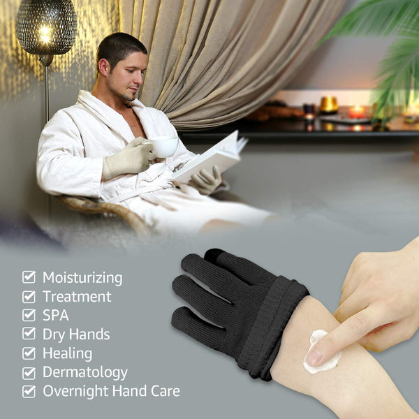 Evridwear Men Moisturizing Cotton Gloves with Touchscreen Fingertips for Eczema Beauty Cosmetic Dry Hands Sensitive Irritated Skin Therapy