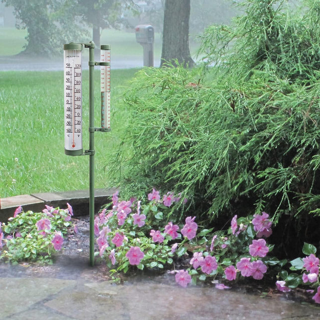 Acurite 02345 8-Inch Rain Gauge & Thermometer Swivel Combination