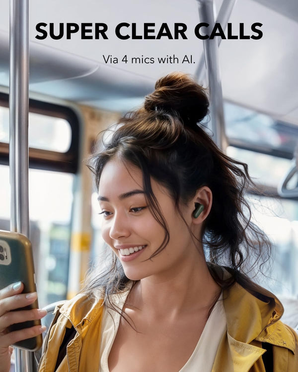 Soundcore P30I by Anker Noise Cancelling Earbuds, Strong and Smart Noise Cancelling, Powerful Bass, 45H Playtime, 2-In-1 Case and Phone Stand,