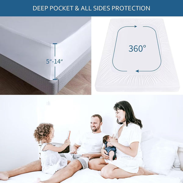 Waterproof Mattress Protector Twin Size,Mattress Cover Protector, Smooth Top Mattress Protector for Kids, Breathable Skin Friendly and Noiseless