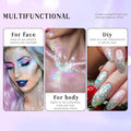 Roll-On Holographic Body Glitter Gel for Face Hair, Chameleon Color Changing Glitter Gel under Light, Chunky Mermaid Sequins Festival Party Rave