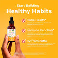 Maryruth Organics Vitamin D3 | Vitamin K2 | Vitamin D3 K2 Drops | K2 D3 Vitamin Liquid Supplement for Toddlers | Kids Supplement for Calcium
