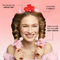 Hello Kitty X Kitsch XL Satin Heatless Curling Set- Heatless Hair Curler to Sleep in for Frizz-Free & Soft Curls, Comes with Bow Shape Design Hair