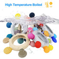 Baby Teething Toys Silicone Teethers BPA Free Silicone Rudder with Wooden Ring Soothe Babies Gums (Khaki)