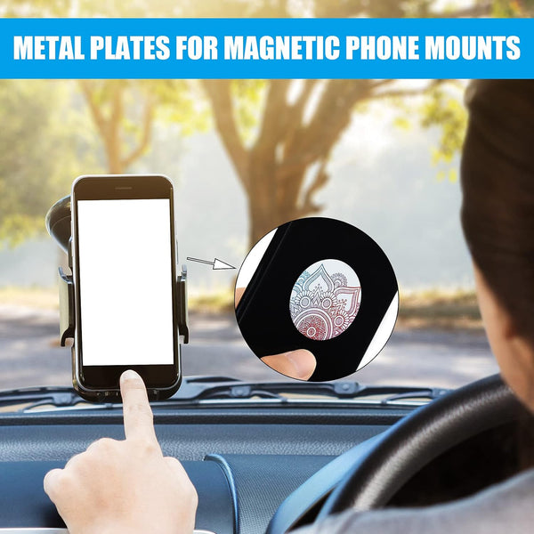 Weewooday 8 Pcs Phone Magnet Car Metal Mount Plate for Cell Holder Compatible with Magnetic Car Mounts Replacement Sticker(Mandala Style)