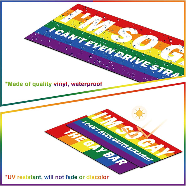 10 Pcs Magnetic Bumper Decals Funny Bumper Stickers Rainbow Car Decals Prank Car Stickers Gay Pride Magnets for Vehicles Truck Car Refrigerator