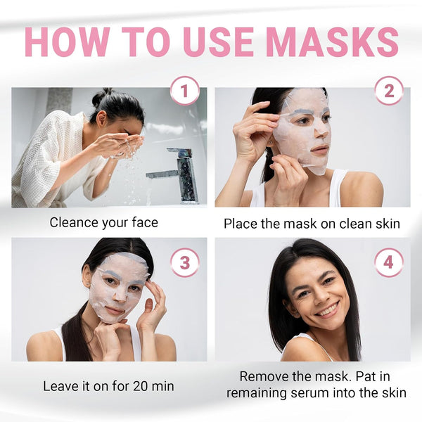 VIABEAUTY 12 Pack of Collagen Face Mask with Ceramides - Rejuvenating Facial Sheet Mask, Reduce Wrinkles & Fine Lines - Face Masks Skincare