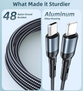 2Pack Charger Cable Upgraded 3 in 2 Phone Watch Charger USB C Multi Charging Cable-5Ft