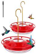 FEED GARDEN Hummingbird Feeders for Outdoors, 2 Pack 16oz Leak-Proof Dish-Style Nectar Feeder Built-in Ant Moat, 5 Feeding Ports, Wide Mouth Easy