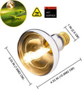2 Pack 100W Reptile UVA Infrared Basking Spot Lamp,Full Spectrum Sun Soft Lighting Heat Bulbs,Silver Cover Glass,Bearded Dragon Light Bulbs for