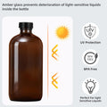 Empty Amber Glass Spray Bottles with Adjustable Nozzle - Large 16 Oz Refillable Bottle Is Great for Essential Oils, Plants, Cleaning Solutions,