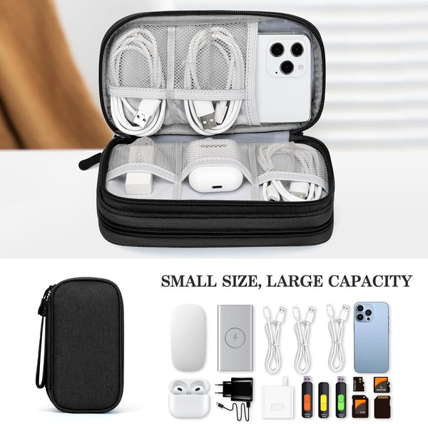 FYY Travel Cable Organizer Pouch Electronic Accessories Carry Case Portable Waterproof Double Layers All-In-One Storage Bag for Cord, Charger,