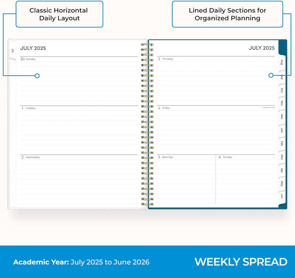 Blue Sky 2025-2026 Weekly and Monthly Academic Year Planner Calendar, July 2025 - June 2026, 8.5" x 11", Flexible Cover, Wirebound, Storage
