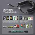 USB to USB C Cable Coiled Car Charger, C Charger Fast Charging Cord 3Ft for Carplay 60W 3A Retractable Auto USB a to USB C for Iphone 16 15 Galaxy