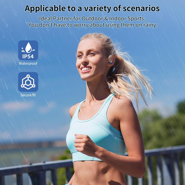 Open Ear Headphones, Bluetooth Headphones 5.3 Sports with Smart Digital Display, 36H Playtime, IP54 Waterproof, Wireless Earbuds Lightweight