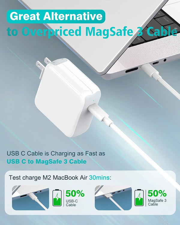 Charger for MacBook Air MacBook Pro 13 14 15 16 inch 2025 2024 2023 2022 2021 2020, M1 M2 M3 M4 Laptop 70W USB C Power Adapter, iPad, LED, 6.6FT