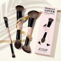 Jessup Face Makeup Brushes 3pcs Double Ended Makeup Brush Set for Foundation Contour Blush Highlight and Powder, Premium Synthetic Make up Brushes