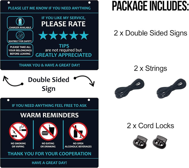Compatible with Lyft Uber (2-Pack) Tips Rating Appreciated Rideshare Accessories
