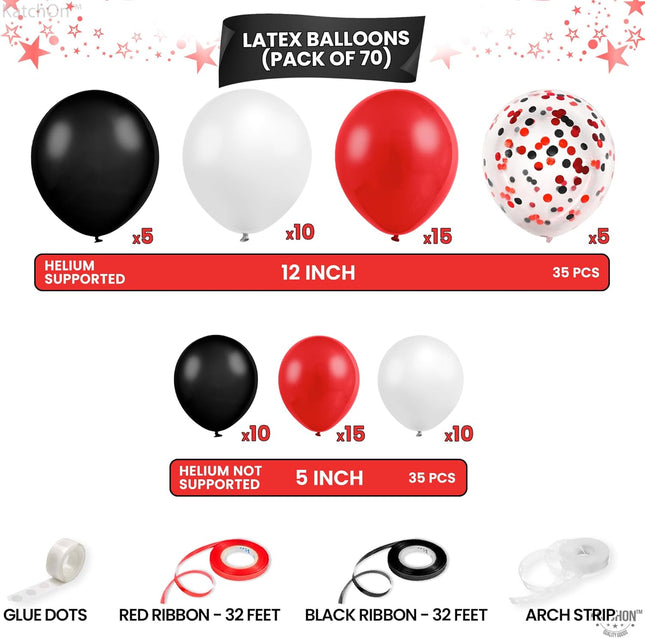 Katchon, Graduation Decorations Class of 2025 Red and Black - Huge, Pack of 76 | Congrats Grad Banner and Graduation Box