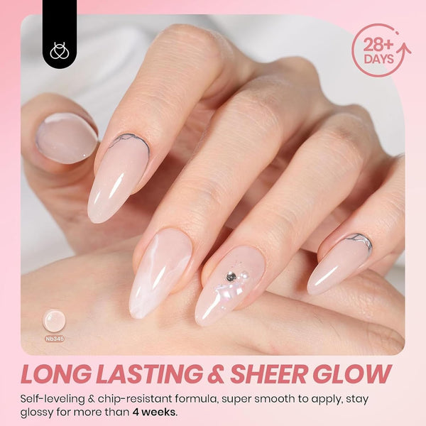 beetles Gel Polish Whispers of Love Jelly Gel Nail Polish Set - 6 Colors Milky White Nude Pink Neutral Sheer Translucent Soak Off UV Gel Nail Kit,