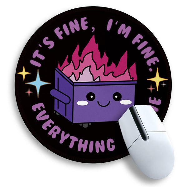 Gctriki Dumpster on Fire Mouse Pad, Purple Small Mouse Pads for Desk | Stitched Edge, Non-Slip Rubber Base, Funny Round Mousepad For Laptop