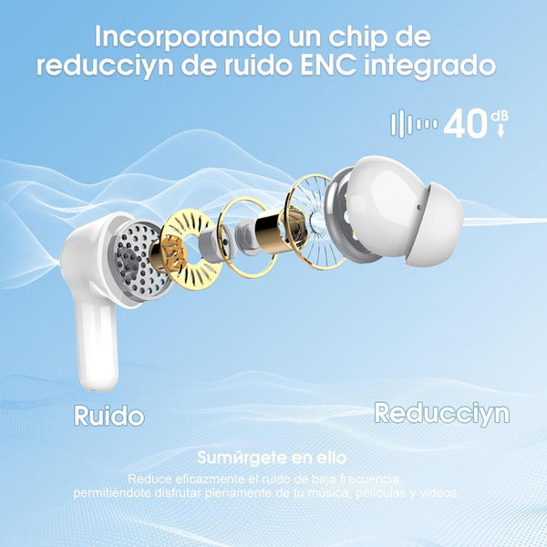 Wireless Earbuds, Bluetooth 5.4 Headphones Hifi Stereo, Bluetooth Earbuds with ENC Noise Cancelling Mic, IP7 Waterproof in Ear Earphones, 48H, LED