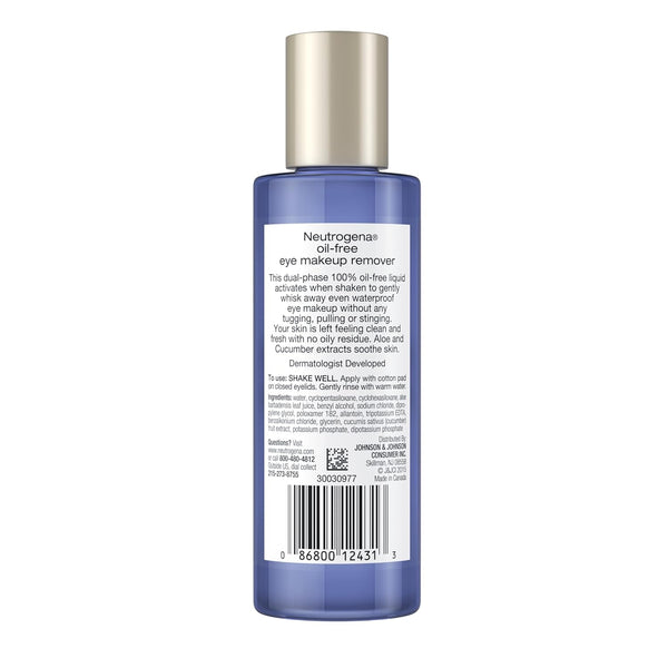 Neutrogena Gentle Oil-Free Eye Makeup Remover & Cleanser for Sensitive Eyes, Non-Greasy Makeup Remover, Waterproof Mascara Remover, Dermatologist