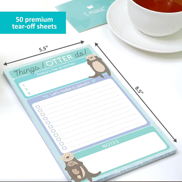 T MARIE Daily to Do List Notepad - 50 Sheets 5.5 X 8.5Ã¢ÂÂ Productivity Task Planner and Habit Tracker Pad - Cute Otter Gift Idea and Office